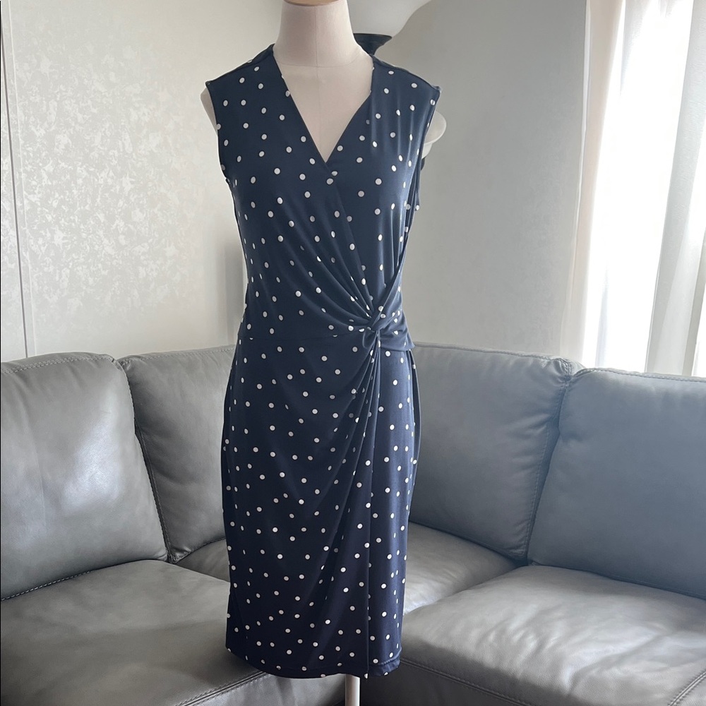 Banana Republic Elegant Blue Polka Dot Dress